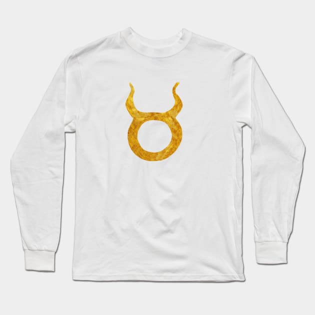 Golden Taurus Astrology Sign Long Sleeve T-Shirt by Manitarka